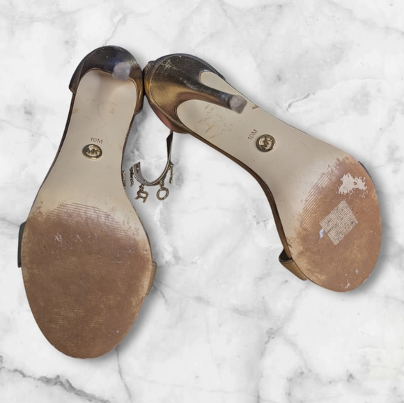 ✨ MICHAEL Michael Kors Metallic Gold Ankle Strap Heels | Size 10 ✨ - Picture 10 of 11